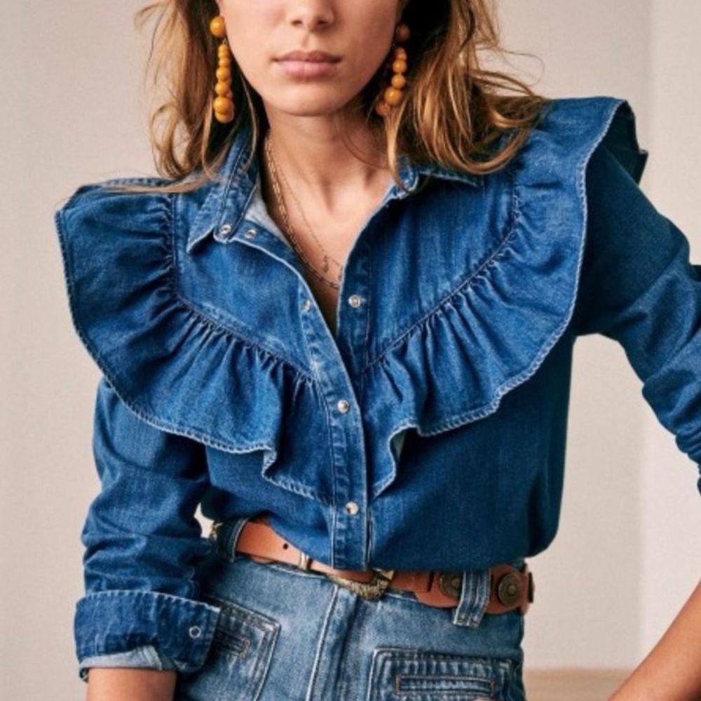 Sezane Denim Blue Matty Shirt